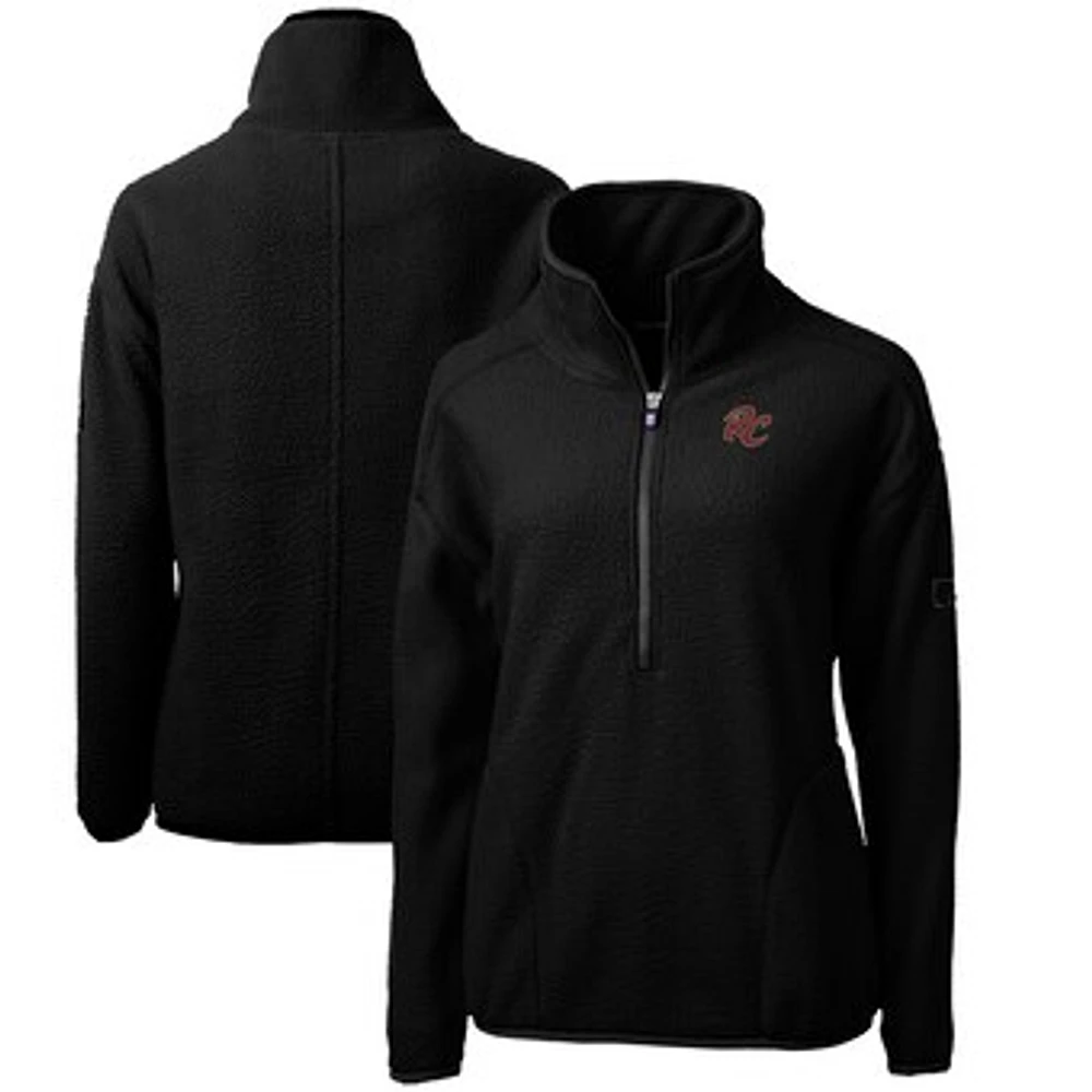 Women's Cutter & Buck Black Sacramento River Cats Cascade Eco Sherpa Fleece Half-Zip Jacket