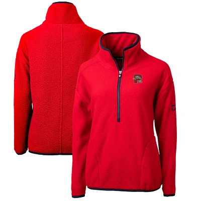 Women's Cutter & Buck Red Portland Sea Dogs Cascade Eco Sherpa Fleece Half-Zip Jacket