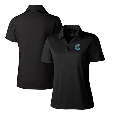 Women's Cutter & Buck Black Charlotte Knights CB DryTec Genre Textured Solid Polo