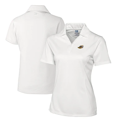 Women's Cutter & Buck White Akron RubberDucks CB DryTec Genre Textured Solid Polo