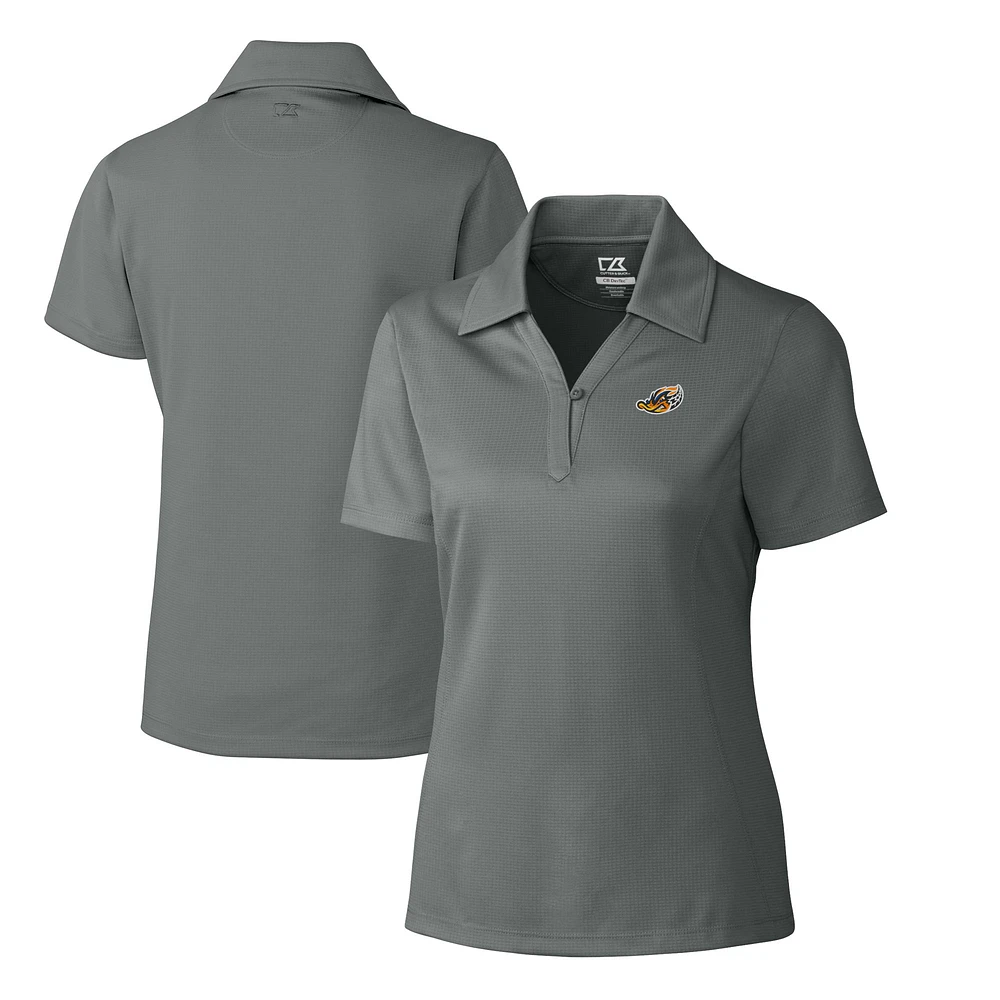 Women's Cutter & Buck Gray Akron RubberDucks CB DryTec Genre Textured Solid Polo