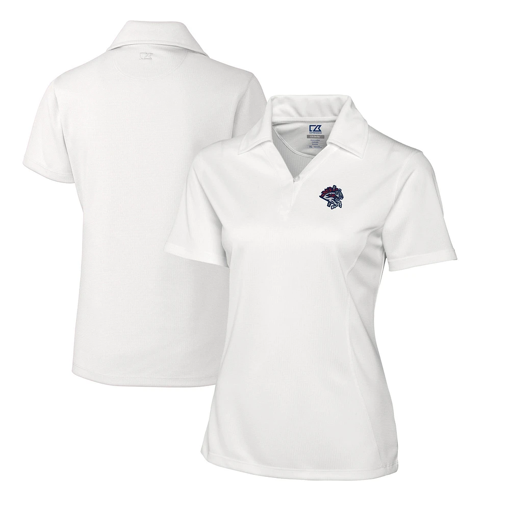 Women's Cutter & Buck White Binghamton Rumble Ponies CB DryTec Genre Textured Solid Polo