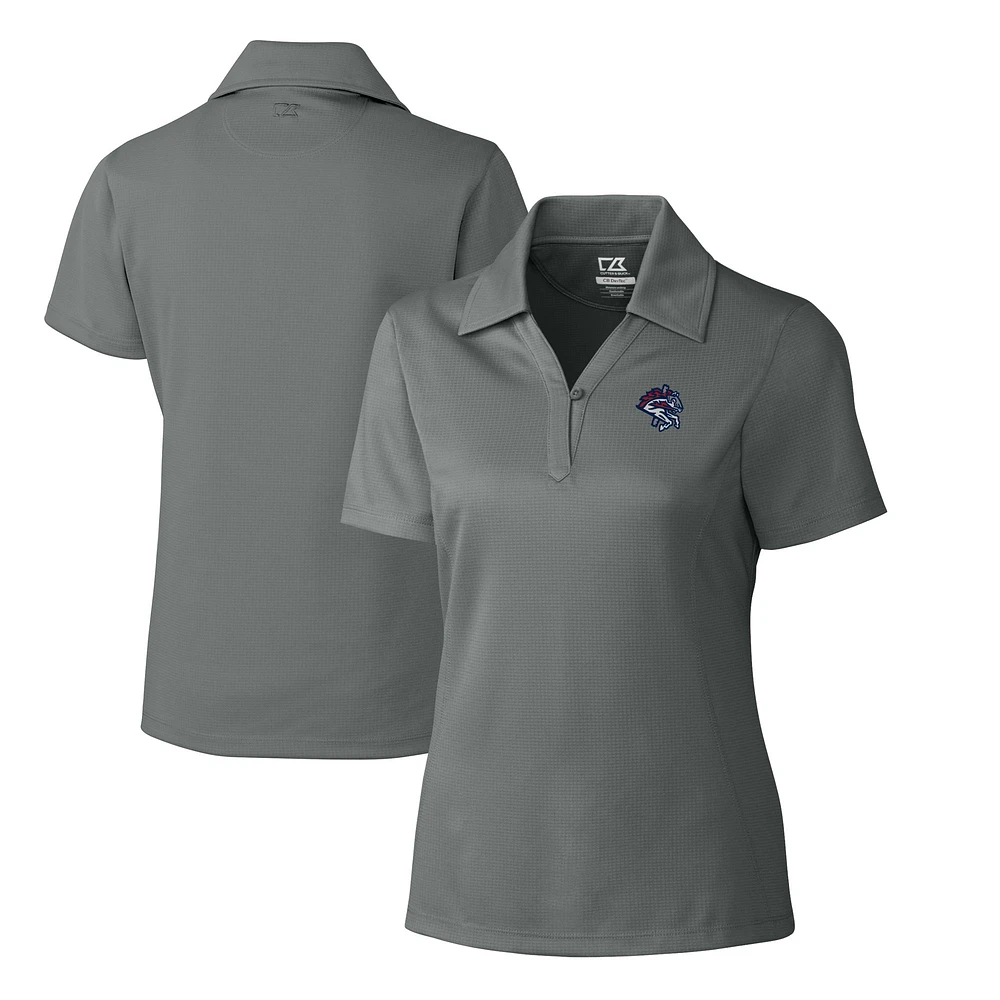 Women's Cutter & Buck Gray Binghamton Rumble Ponies CB DryTec Genre Textured Solid Polo