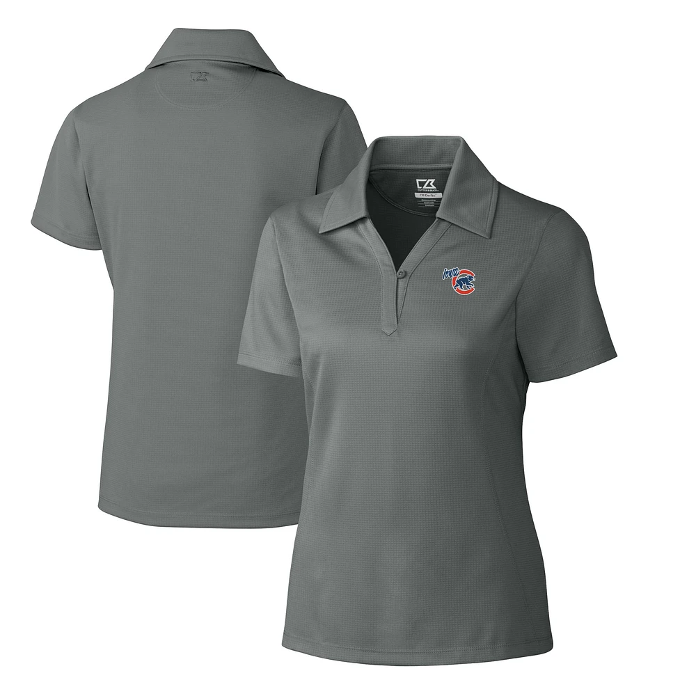 Women's Cutter & Buck Gray Iowa Cubs CB DryTec Genre Textured Solid Polo