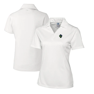 Women's Cutter & Buck  White Hillsboro Hops CB DryTec Genre Textured Solid Polo