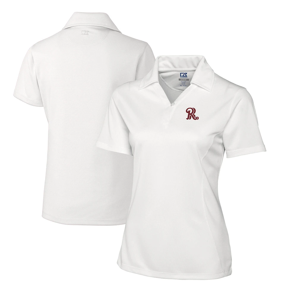 Women's Cutter & Buck White Frisco RoughRiders CB DryTec Genre Textured Solid Polo