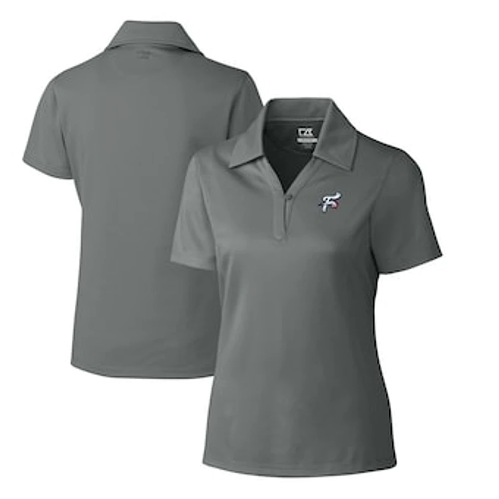 Women's Cutter & Buck Gray Reading Fightin Phils CB DryTec Genre Textured Solid Polo