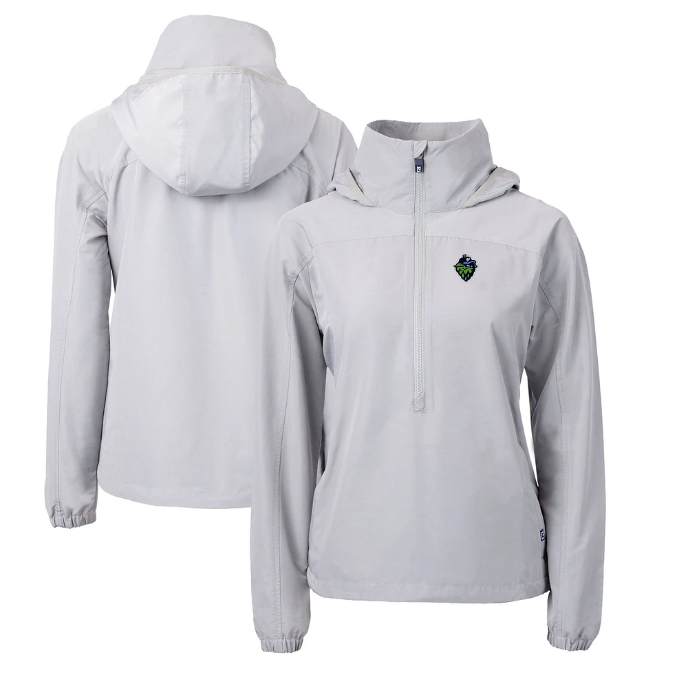 Women's Cutter & Buck Gray Hillsboro Hops Charter Eco Recycled Half-Zip Anorak Jacket