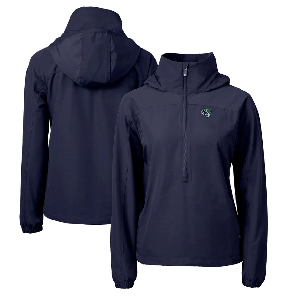 Women's Cutter & Buck Navy Gwinnett Stripers Charter Eco Recycled Half-Zip Anorak Jacket