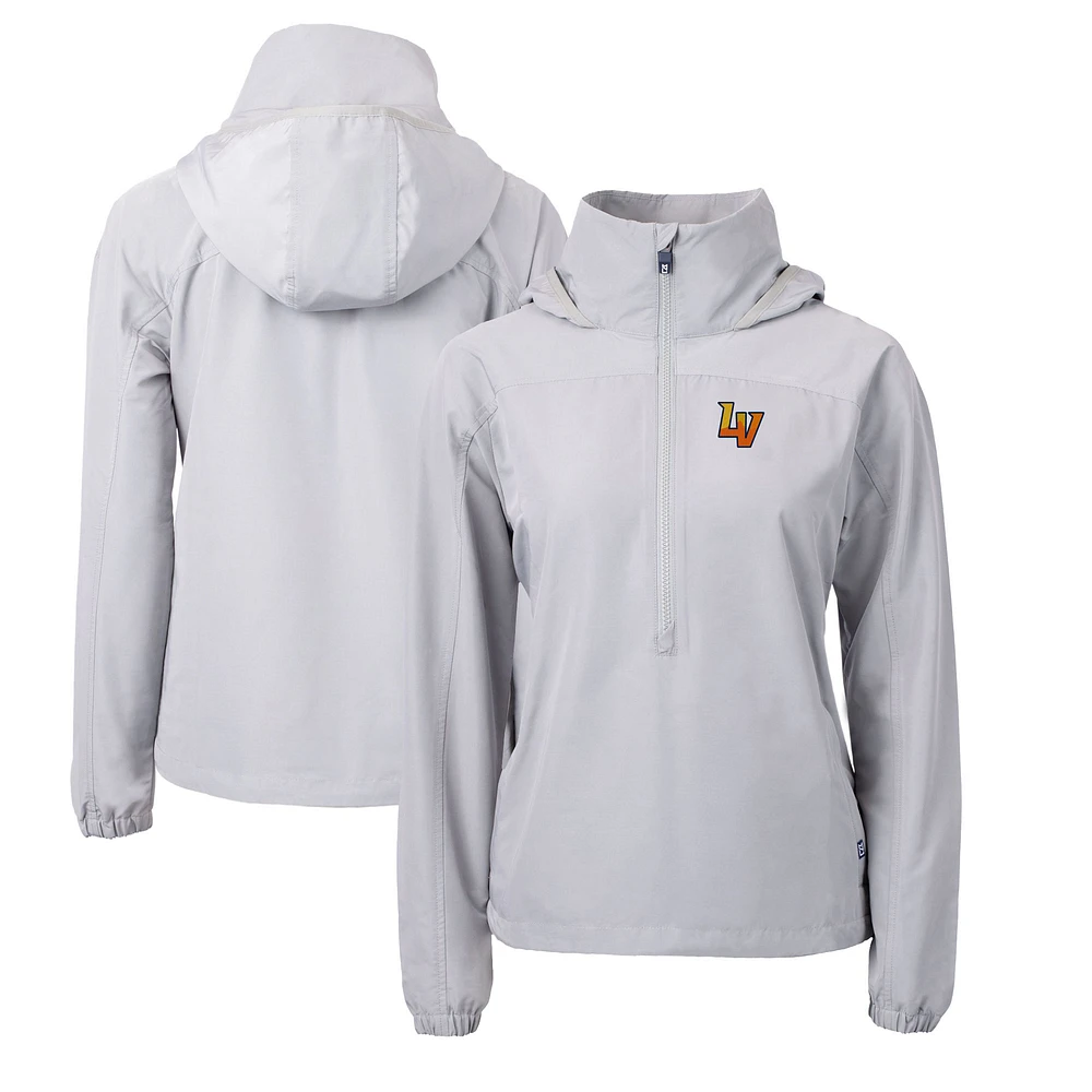 Women's Cutter & Buck Gray Las Vegas Aviators Charter Eco Recycled Half-Zip Anorak Jacket