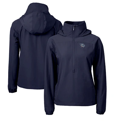 Women's Cutter & Buck Navy Lehigh Valley IronPigs Charter Eco Recycled Half-Zip Anorak Jacket