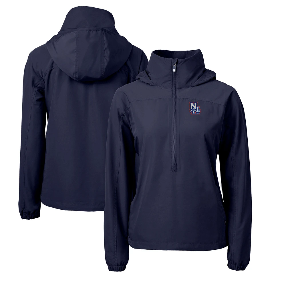 Women's Cutter & Buck Navy New Hampshire Fisher Cats Charter Eco Recycled Half-Zip Anorak Jacket