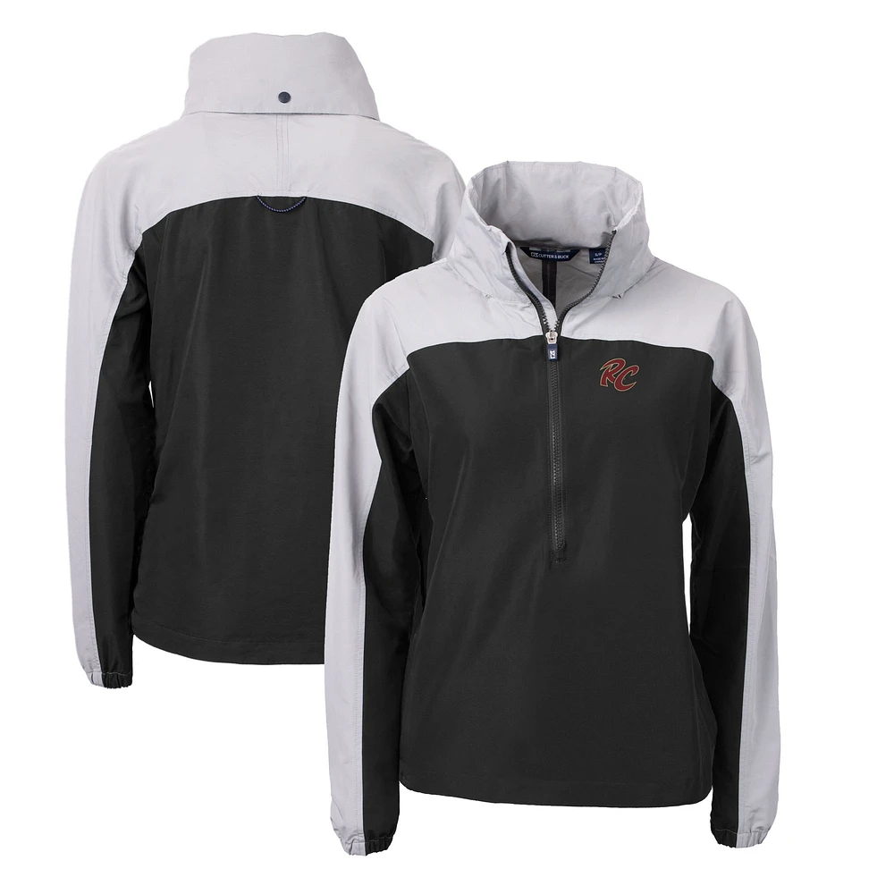 Women's Cutter & Buck Black/Gray Sacramento River Cats Charter Eco Recycled Half-Zip Anorak Jacket