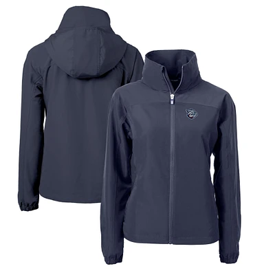 Women's Cutter & Buck Navy Lehigh Valley IronPigs Charter Eco Recycled Full-Zip Jacket
