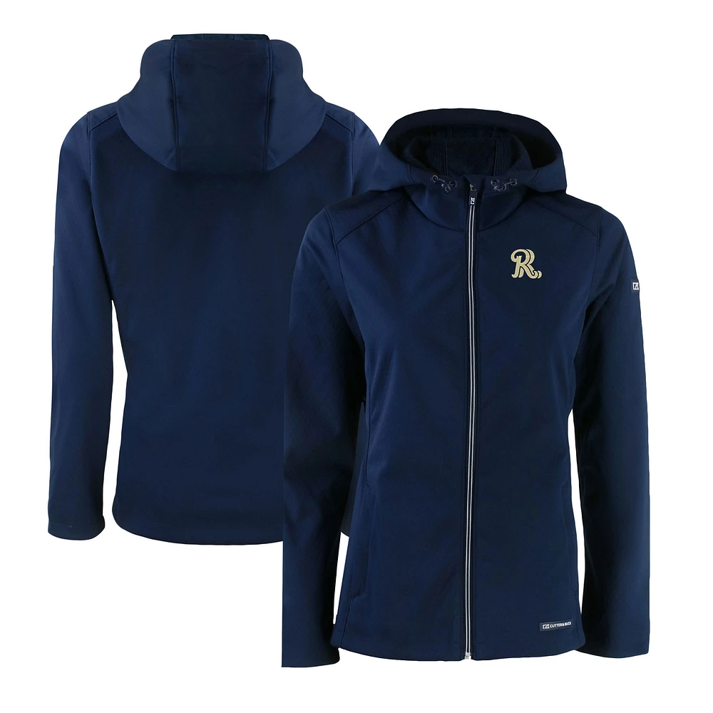 Women's Cutter & Buck Navy Frisco RoughRiders Evoke Eco Softshell Recycled Full-Zip Jacket