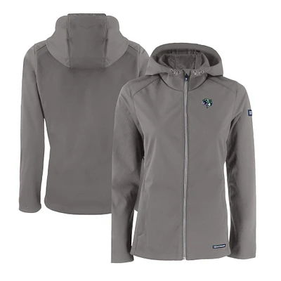 Women's Cutter & Buck Steel Gwinnett Stripers Evoke Eco Softshell Recycled Full-Zip Jacket