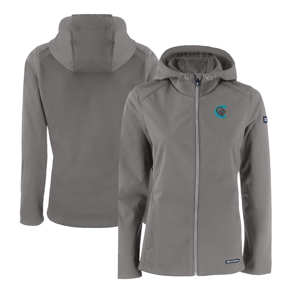 Women's Cutter & Buck Steel Charlotte Knights Evoke Eco Softshell Recycled Full-Zip Jacket