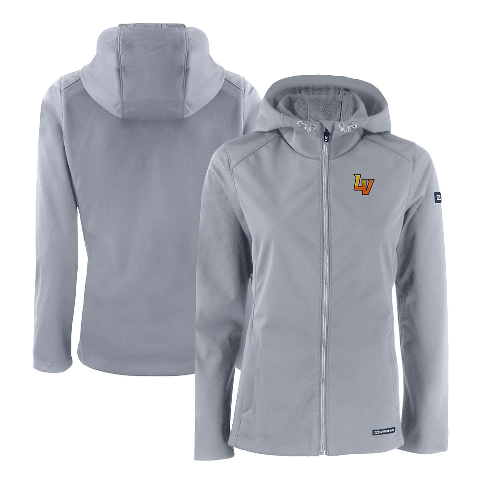Women's Cutter & Buck Gray Las Vegas 51s Evoke Eco Softshell Recycled Full-Zip Jacket