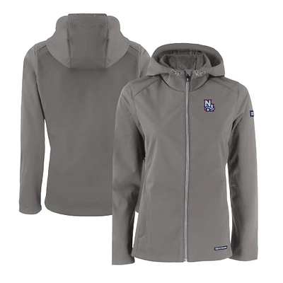 Women's Cutter & Buck Steel New Hampshire Fisher Cats Evoke Eco Softshell Recycled Full-Zip Jacket