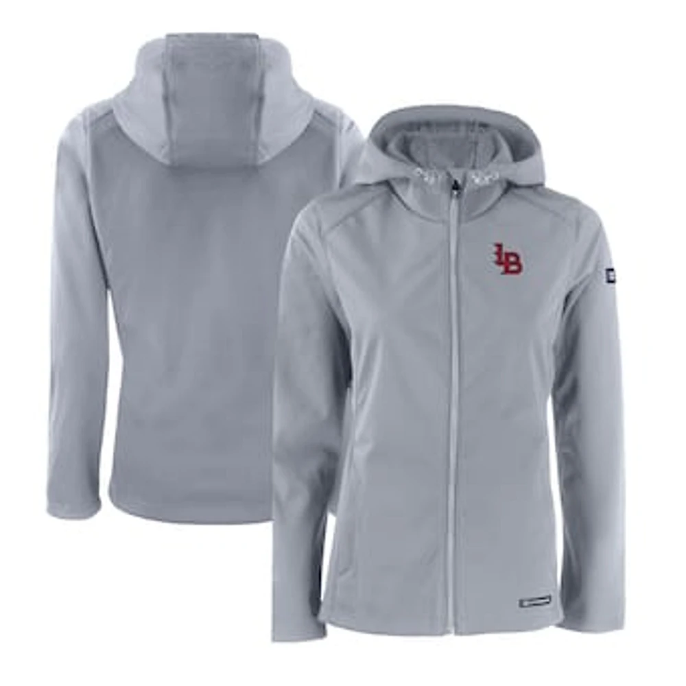 Women's Cutter & Buck Gray Louisville Bats Evoke Eco Softshell Recycled Full-Zip Jacket
