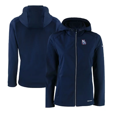 Women's Cutter & Buck Navy New Hampshire Fisher Cats Evoke Eco Softshell Recycled Full-Zip Jacket