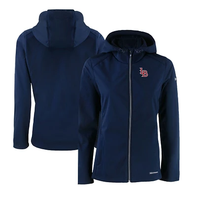 Women's Cutter & Buck Navy Louisville Bats Evoke Eco Softshell Recycled Full-Zip Jacket