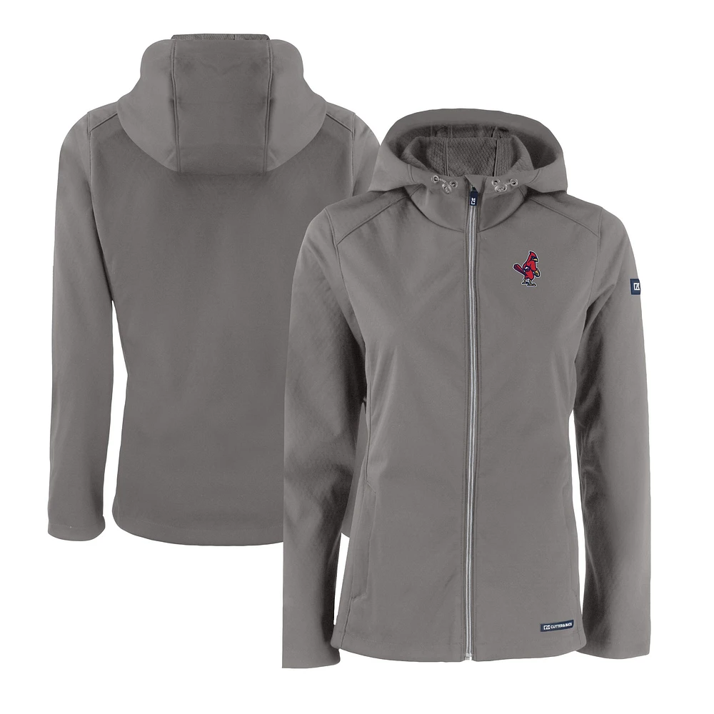 Women's Cutter & Buck Steel Memphis Redbirds Evoke Eco Softshell Recycled Full-Zip Jacket