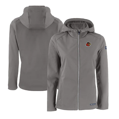 Women's Cutter & Buck Steel Rochester Red Wings Evoke Eco Softshell Recycled Full-Zip Jacket