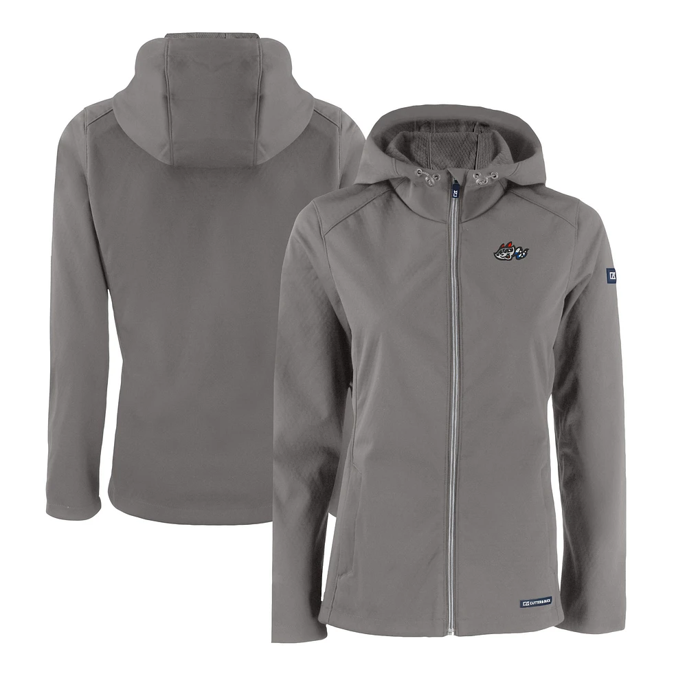 Women's Cutter & Buck Steel Rocket City Trash Pandas Evoke Eco Softshell Recycled Full-Zip Jacket