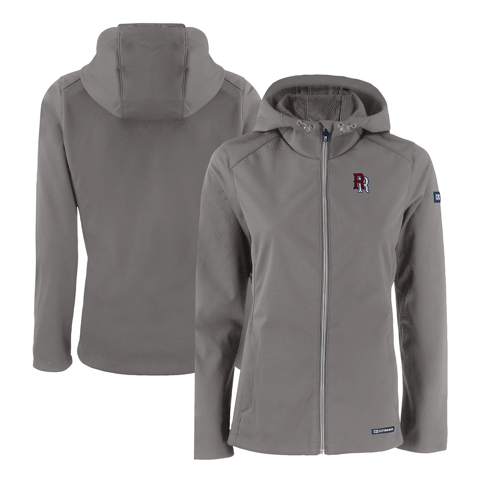 Women's Cutter & Buck Steel Round Rock Express Evoke Eco Softshell Recycled Full-Zip Jacket