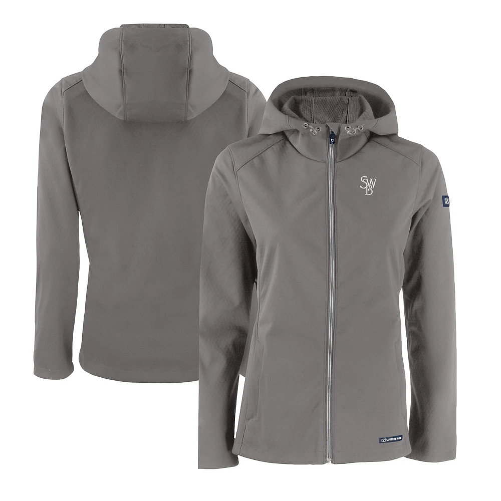 Women's Cutter & Buck Steel Scranton Wilkes-Barre RailRiders Evoke Eco Softshell Recycled Full-Zip Jacket