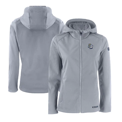 Women's Cutter & Buck Gray San Antonio Missions Evoke Eco Softshell Recycled Full-Zip Jacket