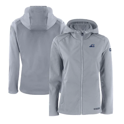 Women's Cutter & Buck Gray West Michigan Whitecaps Evoke Eco Softshell Recycled Full-Zip Jacket