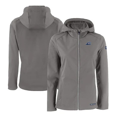 Women's Cutter & Buck Steel West Michigan Whitecaps Evoke Eco Softshell Recycled Full-Zip Jacket