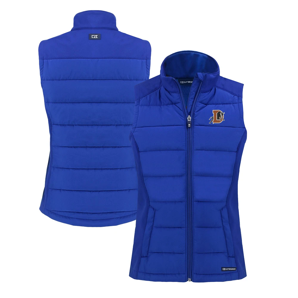 Women's Cutter & Buck Durham Bulls Evoke Hybrid PrimaLoft Eco Softshell Recycled Full-Zip Vest