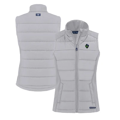 Women's Cutter & Buck Gray Hillsboro Hops Evoke Hybrid PrimaLoft Eco Softshell Recycled Full-Zip Vest