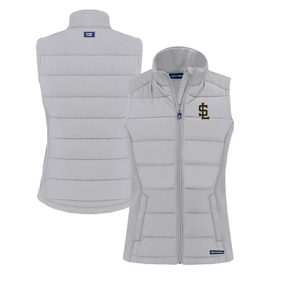 Women's Cutter & Buck Gray Salt Lake Bees Evoke Hybrid PrimaLoft Eco Softshell Recycled Full-Zip Vest
