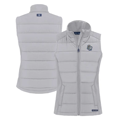 Women's Cutter & Buck Gray San Antonio Missions Evoke Hybrid PrimaLoft Eco Softshell Recycled Full-Zip Vest