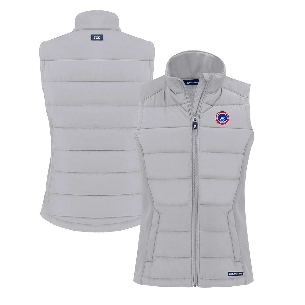 Women's Cutter & Buck Gray South Bend Cubs Evoke Hybrid PrimaLoft Eco Softshell Recycled Full-Zip Vest
