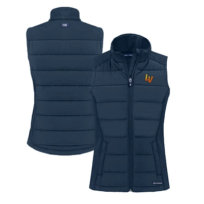 Women's Cutter & Buck Navy Las Vegas Aviators Evoke Hybrid PrimaLoft Eco Softshell Recycled Full-Zip Vest