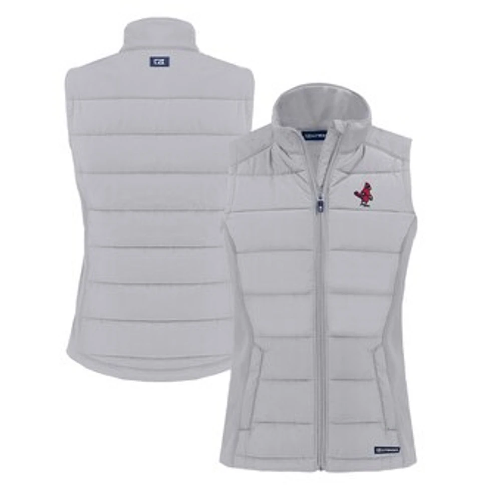 Women's Cutter & Buck Gray Memphis Redbirds Evoke Hybrid PrimaLoft Eco Softshell Recycled Full-Zip Vest