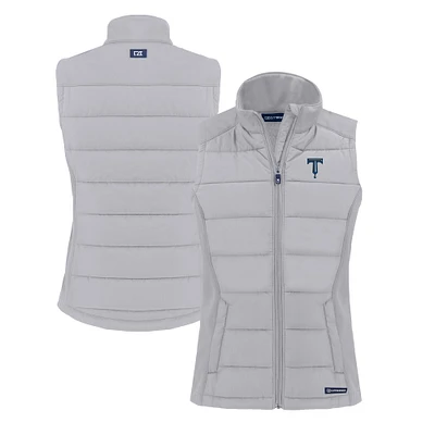 Women's Cutter & Buck Gray Tulsa Drillers Evoke Hybrid PrimaLoft Eco Softshell Recycled Full-Zip Vest