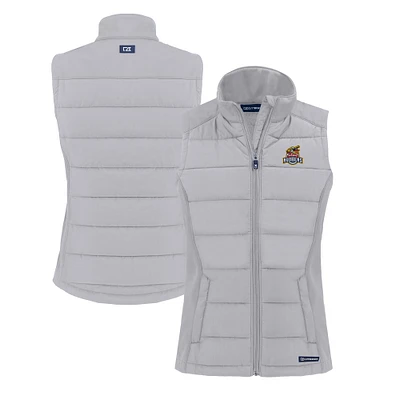 Women's Cutter & Buck Gray Toledo Mud Hens Evoke Hybrid PrimaLoft Eco Softshell Recycled Full-Zip Vest