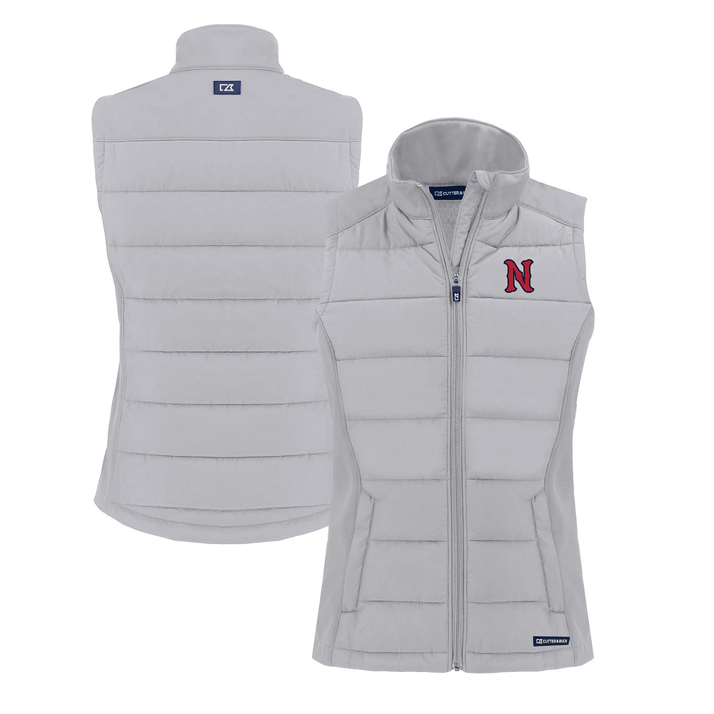 Women's Cutter & Buck Gray Nashville Sounds Evoke Hybrid PrimaLoft Eco Softshell Recycled Full-Zip Vest