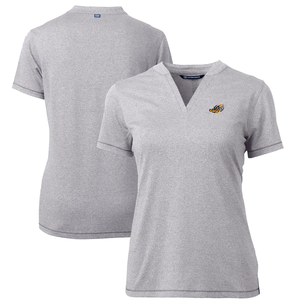 Women's Cutter & Buck Heather Gray Akron RubberDucks Forge DryTec Heathered Stretch Blade Top