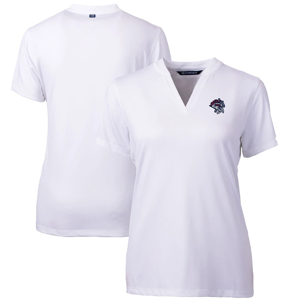 Women's Cutter & Buck White Binghamton Rumble Ponies Forge DryTec Heathered Stretch Blade Top