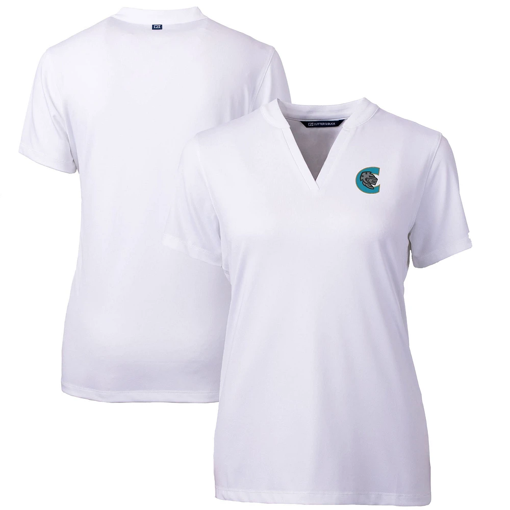 Women's Cutter & Buck White Charlotte Knights Forge DryTec Heathered Stretch Blade Top