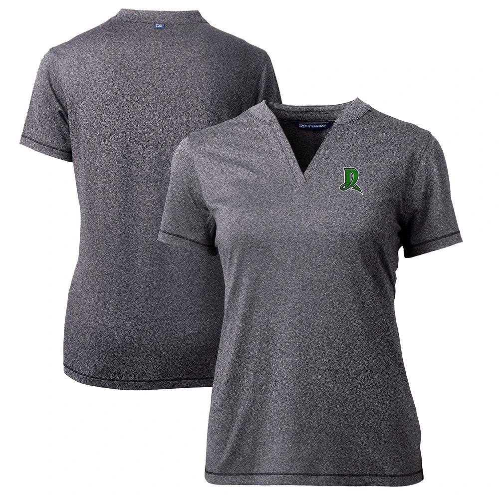 Women's Cutter & Buck Heather Charcoal Dayton Dragons Forge DryTec Heathered Stretch Blade Top