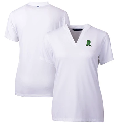 Women's Cutter & Buck White Dayton Dragons Forge DryTec Heathered Stretch Blade Top