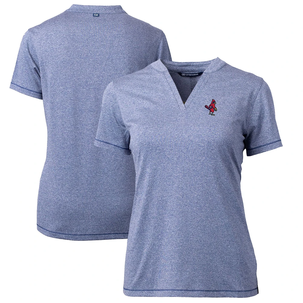 Women's Cutter & Buck Heather Navy Memphis Redbirds Forge DryTec Heathered Stretch Blade Top